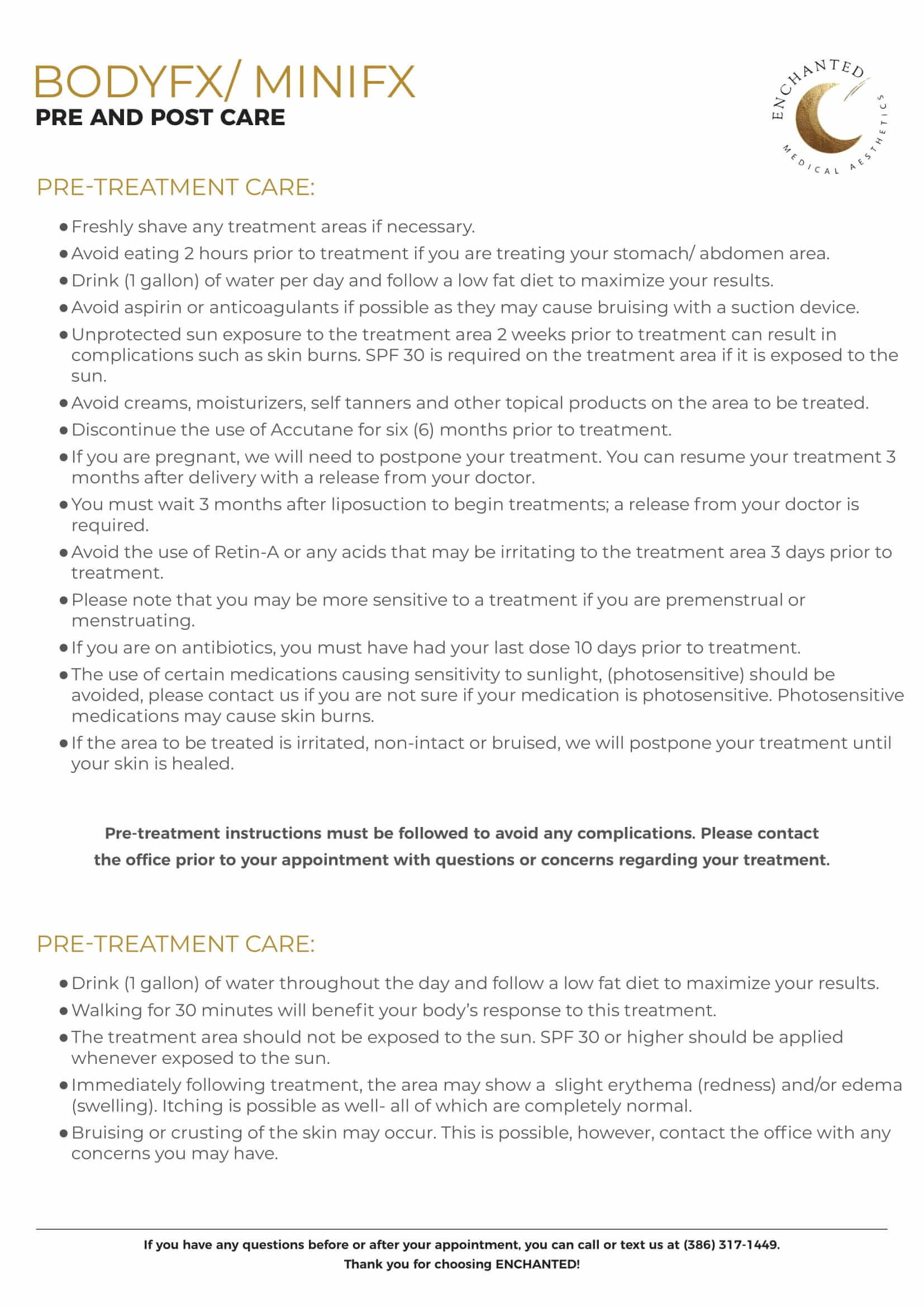 BodyFX and MiniFX Pre and Post Care By Enchanted Medical Aesthetics
