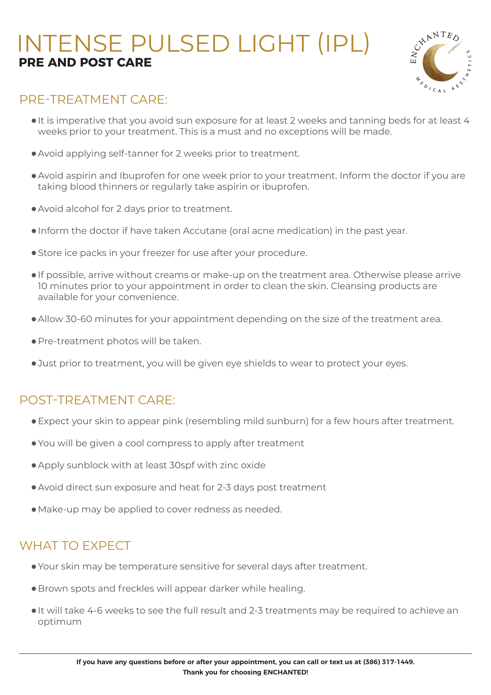 IPL Pre and Post Care By Enchanted Medical Aesthetics