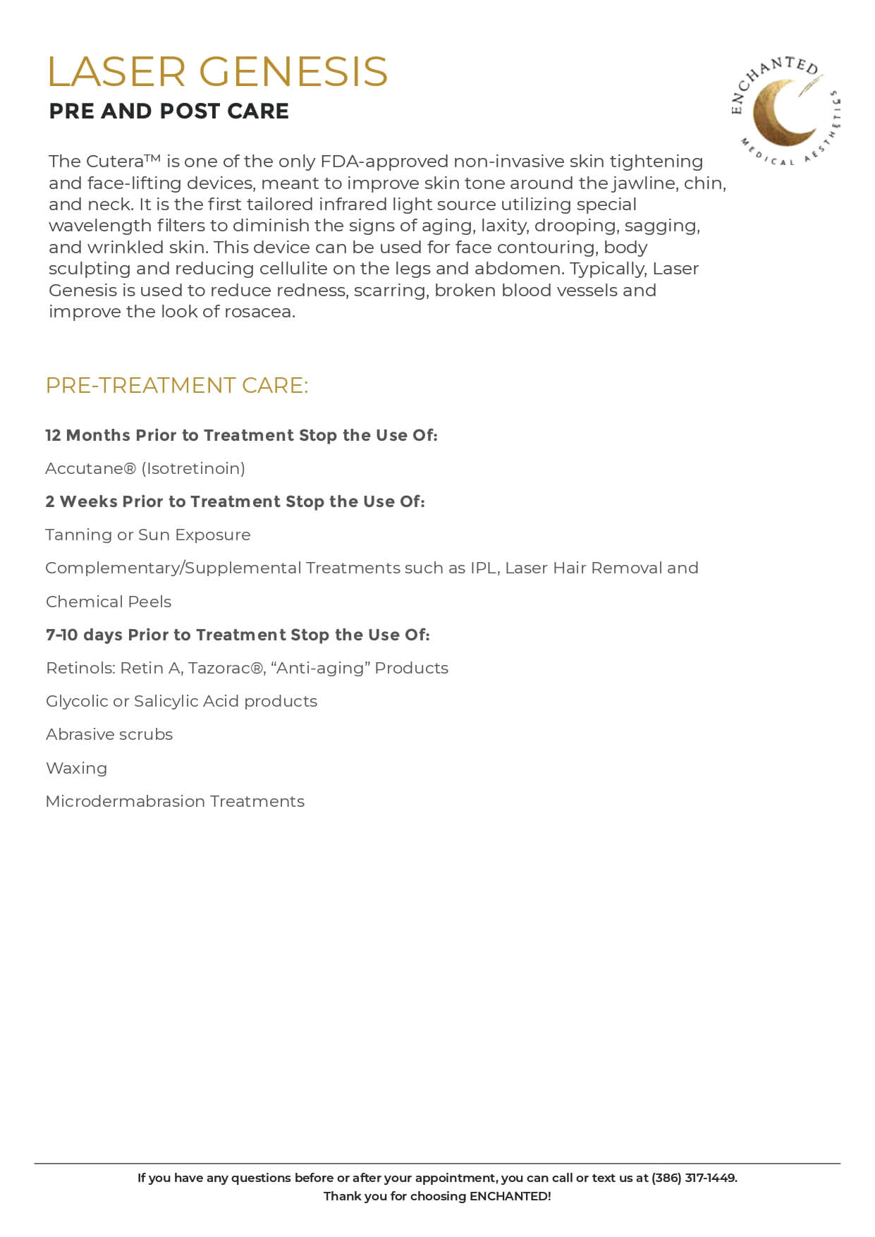 Laser Genesis Pre and Post Care By Enchanted Medical Aesthetics