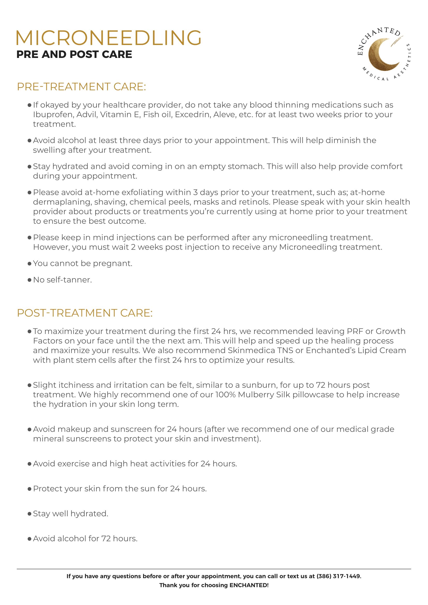 Microneedling Pre and Post Care By Enchanted Medical Aesthetics