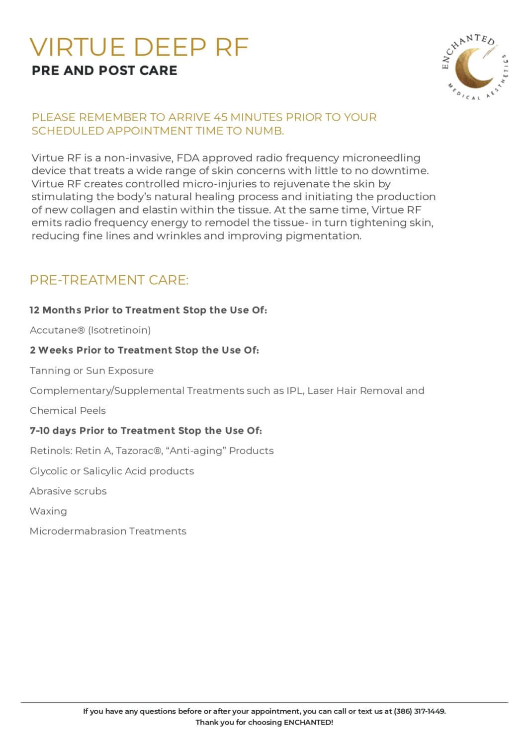 Virtue Deep RF Pre and Post Care By Enchanted Medical Aesthetics