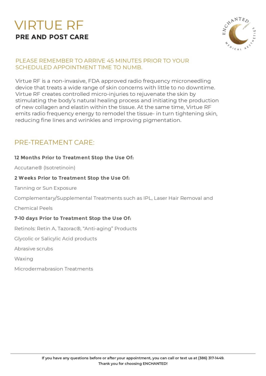 Virtue RF Pre and Post Care By Enchanted Medical Aesthetics